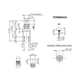 Chave Push-Button Normalmente Aberto 0.5A/250V 18.531-NA GFSTSE - Preto - Margirius