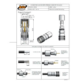 Conector IEC 169-13 Tipo 1.6/5.6 Macho Reto Cabo Prensa Cabo 0.4/2.5 - 20425 - Gav 84 - KLC