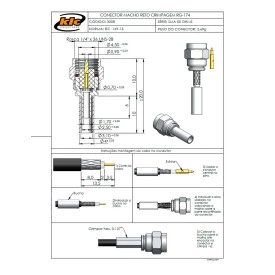 Conector SMA Macho Reto Cabo Crimpagem RG-174 - 3008 - Gav 74 - KLC