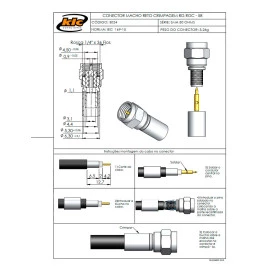 Conector SMA Macho Reto Cabo Crimpagem RG/RGC-58 - 3024 - Gav 30 - KLC