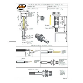 Conector SMA Fêmea Reto Cabo Painel Crimpagem RG 174 com Pino Macho - 3081 - Gav 38 - KLC