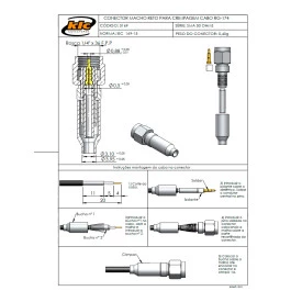 Conector SMA Macho Reto Cabo Crimpagem RG-174 - 3169 - Gav 88 - KLC