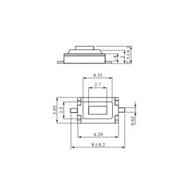 Chave Táctil SMD com 2 Terminais 3x6x2,5mm Vermelho 180º - KFC-A06
