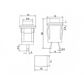 Chave Push-Button sem Trava 2A/250Vac e 4A/125Vac - Diversas Cores - DS-431