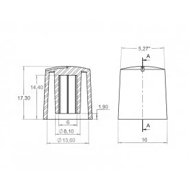 Knob Rotativo Liso CT sem Parafuso - Branco/Preto - 5213