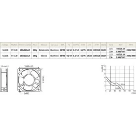 Microventilador RT-120 Bivolt 120x120x25mm Rolamento - 53.101 - Nework