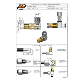 Conector IEC 169-13 Tipo 1.6/5.6 Fêmea Angular Cabo Painel Prensa Cabo RG-58 - 60058 - Gav 116 - KLC