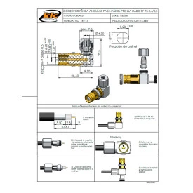 Conector IEC 169-13 Tipo 1.6/5.6 Fêmea Angular Cabo para Painel Prensa Cabo 0.4/2.5 - 60425 - Gav 76 - KLC