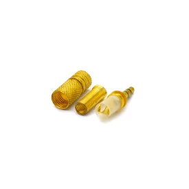Plug P2 3,5mm Estéreo Metálico com Mola Dourado - 64.1.346
