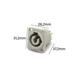 Conector Speakon Fêmea 3 Polos para Painel cor Cinza 20A/250Vac - 64.1.594