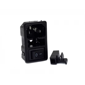 Tomada AC Macho com Chave Liga/Desliga e Porta Fusível para Montagem em Painel - EX2153PT - Exatronic 