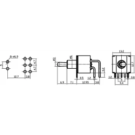 Chave Alavanca com 6 Terminais 90º PCI 3A/250Vac Liga/Liga - MTS-202-C3