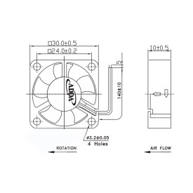 Microventilador AD0305MB-G50 5VDC 30x30x10mm Rolamento - Berflo