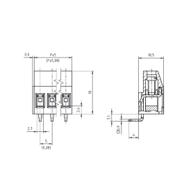Conector Verde Multipolar AK700 Horizontal Passo de 5.00mm - 2 e 3 Vias - Phoenix Mecano