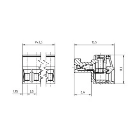 Conector Verde Multipolar AK1550 Fêmea - Passo 3,5mm - 2 a 14 Vias - Phoenix Mecano