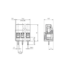 Conector Verde Multipolar AK700 Vertical Passo de 5.00mm - 2 e 3 Vias - Phoenix Mecano