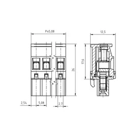Conector Verde Multipolar AKZ1110 Fêmea - Passo 5,08mm - 2 a 16 Vias - Phoenix Mecano