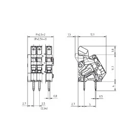 Conector Laranja Multipolar Fixo AKZ3191-04 de 4 Vias - Passo 2,54mm - Phoenix Mecano