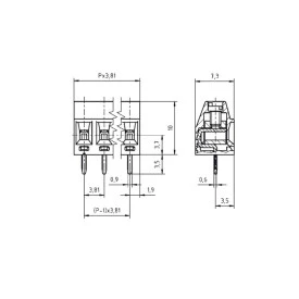 Conector Verde Multipolar Fixo AKZ602-03 Macho de 3 Vias - Passo 3.81mm - Phoenix Mecano