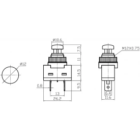 Chave Push-Button com 2 Terminais 20A/12V Desliga/(LIga) Normalmente Aberto - ASW-24 - Jietong
