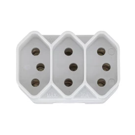 Benjamim 2 Polos + Terra 3 Saídas 20A 250V - Cinza - Fame