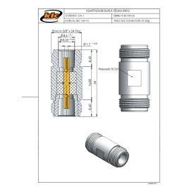 Adaptador N 50 Ohms Fêmea X Fêmea Reto - CA-1 - Gav 53 - KLC