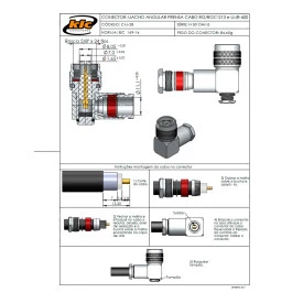 Conector 50 Ohms N Macho Angular Prensa Cabo RG-213 - CM-28 - Gav 111 - KLC