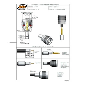 Conector N 50 Ohms Macho Reto Cabo Crimpagem RG-59 / RGC-59 Pino Solto - CM-3CR - Gav 117 - KLC