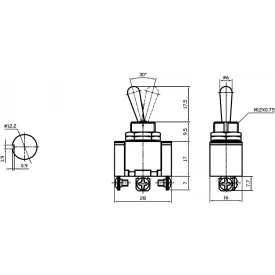 Chave Alavanca Metálica Unipolar SPDT com 3 Terminais 10A/250V KN3 (A)-112A Liga/(Liga) Momentânea - Jietong
