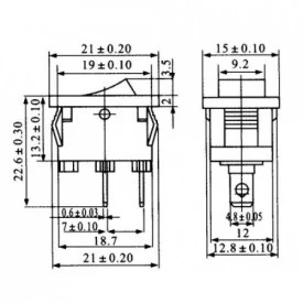 Chave Gangorra / Tecla com 2 Terminais 6A/250Vac e 10A/125Vac - PT/VD/VM - KCD1-101