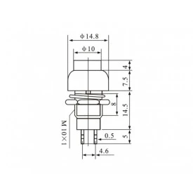 Chave Push-Button sem Trava 2A/250V Normalmente Aberta nas Cores PT/VD/VM - DS-461