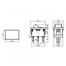 Chave Gangorra / Tecla com 3 Terminais 3A/250Vac - AZ/PT/VD/VM - MRS-102A (C3) - Jietong