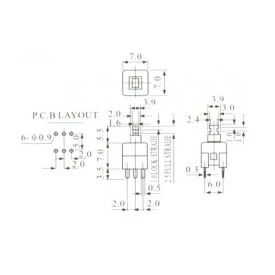 Chave Push-Button 7x7 com Trava