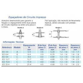 Espaçador para Placa em Plástico ECI 3,0mm