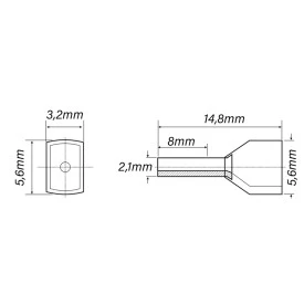 Terminal Tubular Ilhós Isolado 18 AWG 0.75mm² Cinza - ES18075-2 - Eletro Service