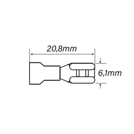 Terminal Faston Fêmea Isolado 22-16 AWG 0.25 a 1.5mm² Vermelho - FE2216-51 - Eletro Service