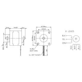Motor de Passo 2.6Kg 0.4A 12V 1.8º - FL42STH47-0406A - Cód. Motor 59