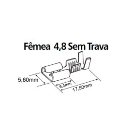 Terminal Faston Fêmea 4,8mm sem Trava FRU211201