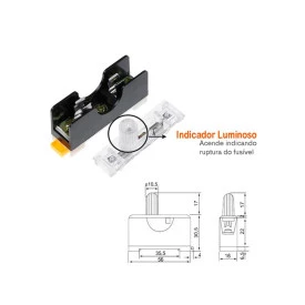 Porta Fusível Indicador Luminoso para Trilho Din - FS-101