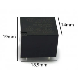 Relé para uso geral 5Vdc 10A SPDT 1 contato reversível HF3FA/005-ZSTF