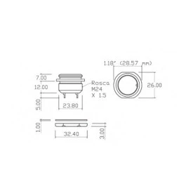 Conector Macho para Painel com Base Redonda 5 Vias - JA/P5-2,5,7P - Melro