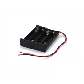 Suporte para 4 Pilhas AAA com Tampa e Rabicho de 15cm - JD15-6040A - Jinda