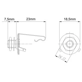 Jack J10 Mono N.A 1/4" utilizado em pedais de efeito para instrumentos musicais - JL12004
