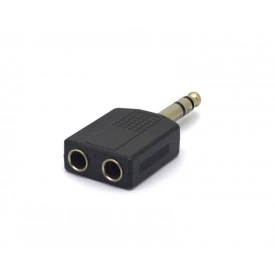 Adaptador Plug P10 6,35mm Estéreo para Jack Duplo Estéreo 6,35mm - JL16038A - Jiali