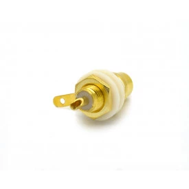 Jack RCA Chassis Dourado (Branco) - JL17074GW - Jiali