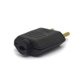 Plug Tomada 2 Polos 10A/250V Preto - 003EP - Enerbras 