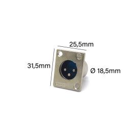 Conector XLR Macho Solda Fio Para Painel 3 Pinos - JL33039 - Jiali