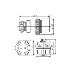 Conector Mike Macho para Painel e Fêmea para Cabo M16 - 2 a 8 Vias - JL33053/JL33054