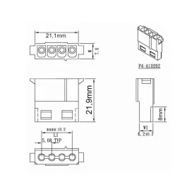 Alojamento Macho JS-1114-04W MATE-N-LOK 5,08mm Utilizado na alimentação de HDs - 4 Vias