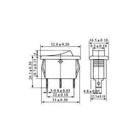 Chave Gangorra / Tecla com 3 Terminais 15A/250Vac e 20A/125Vac - Diversas Cores - KCD2-102N
